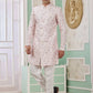 Raivat Ethnic Banarasi Jacquard Embroidery Indo Western Sherwani In Pink Colour | Swadesiicart