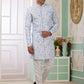 Raivat Ethnic Banarasi Jacquard Embroidery Indo Western Sherwani In Blue Colour | Swadesiicart