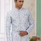 Raivat Ethnic Banarasi Jacquard Embroidery Indo Western Sherwani In Blue Colour | Swadesiicart