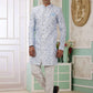 Raivat Ethnic Banarasi Jacquard Embroidery Indo Western Sherwani In Blue Colour | Swadesiicart