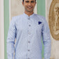 Raivat Ethnic Banarasi Jacquard Embroidery Indo Western Sherwani In Blue Colour | Swadesiicart