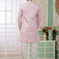 Raivat Ethnic Banarasi Jacquard Embroidery Indo Western Sherwani In Pink Colour | Swadesiicart