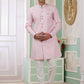 Raivat Ethnic Banarasi Jacquard Embroidery Indo Western Sherwani In Pink Colour | Swadesiicart