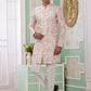 Raivat Ethnic Banarasi Jacquard Embroidery Indo Western Sherwani In Peach Colour | Swadesiicart