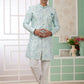 Raivat Ethnic Banarasi Jacquard Embroidery Indo Western Sherwani In Green Colour | Swadesiicart
