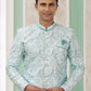 Raivat Ethnic Banarasi Jacquard Embroidery Indo Western Sherwani In Green Colour | Swadesiicart