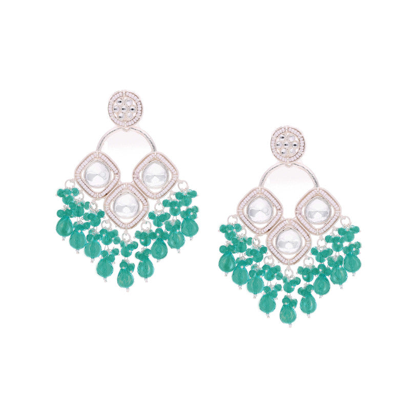 Tehzeeb Creations Gold Polish Green Colour Earrings | Swadesiicart