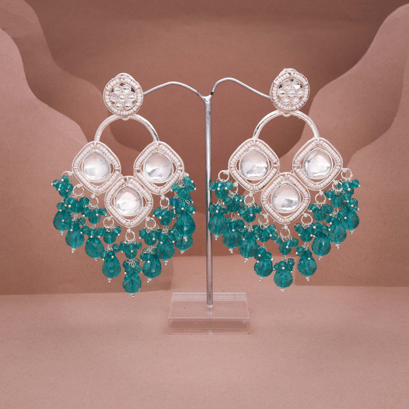 Tehzeeb Creations Gold Polish Green Colour Earrings | Swadesiicart
