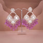 Tehzeeb Creations Gold Polish Lavender Colour Earrings | Swadesiicart