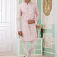 Raivat Ethnic Banarasi Jacquard Embroidery Indo Western Sherwani In Pink Colour | Swadesiicart