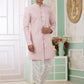 Raivat Ethnic Banarasi Jacquard Embroidery Indo Western Sherwani In Pink Colour | Swadesiicart