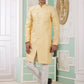 Raivat Ethnic Banarasi Jacquard Embroidery Indo Western Sherwani In Yellow Colour | Swadesiicart