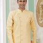 Raivat Ethnic Banarasi Jacquard Embroidery Indo Western Sherwani In Yellow Colour | Swadesiicart