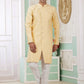 Raivat Ethnic Banarasi Jacquard Embroidery Indo Western Sherwani In Yellow Colour | Swadesiicart