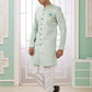 Raivat Ethnic Banarasi Jacquard Embroidery Indo Western Sherwani In Green Colour | Swadesiicart