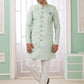 Raivat Ethnic Banarasi Jacquard Embroidery Indo Western Sherwani In Green Colour | Swadesiicart