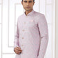 Raivat Ethnic Banarasi Jacquard Embroidery Indo Western Sherwani In Pink Colour | Swadesiicart