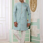 Raivat Ethnic Banarasi Jacquard Embroidery Indo Western Sherwani In Green Colour | Swadesiicart