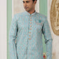 Raivat Ethnic Banarasi Jacquard Embroidery Indo Western Sherwani In Green Colour | Swadesiicart