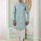 Raivat Ethnic Banarasi Jacquard Embroidery Indo Western Sherwani In Green Colour | Swadesiicart