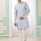 Raivat Ethnic Banarasi Jacquard Embroidery Indo Western Sherwani In Blue Colour | Swadesiicart