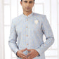 Raivat Ethnic Banarasi Jacquard Embroidery Indo Western Sherwani In Blue Colour | Swadesiicart