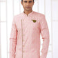 Raivat Ethnic Banarasi Jacquard Embroidery Indo Western Sherwani In Dark Pink Colour | Swadesiicart