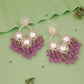 Tehzeeb Creations Gold Polish Lavender Colour Earrings | Swadesiicart
