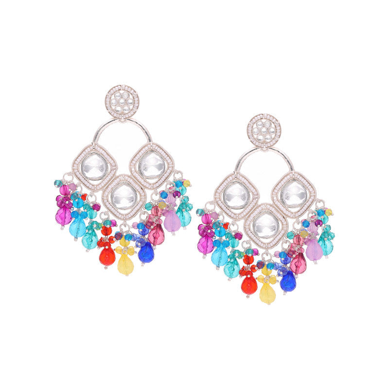Tehzeeb Creations Gold Polish Multi Colour Earrings - Swadesiicart