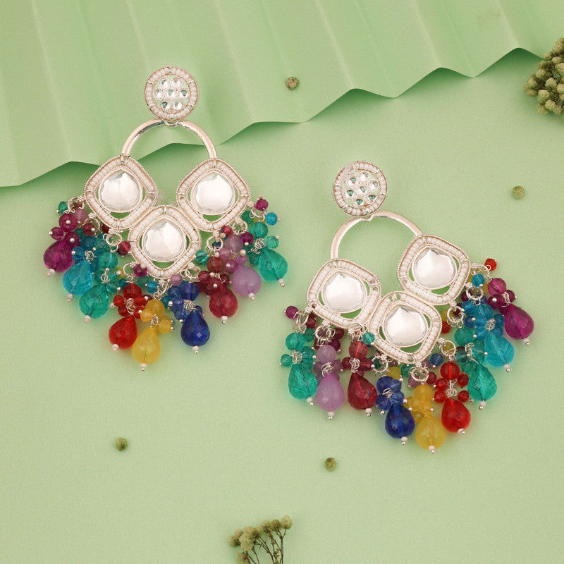 Tehzeeb Creations Gold Polish Multi Colour Earrings - Swadesiicart