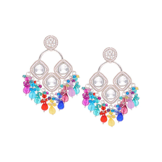 Tehzeeb Creations Gold Polish Multi Colour Earrings - Swadesiicart