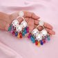 Tehzeeb Creations Gold Polish Multi Colour Earrings - Swadesiicart