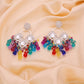 Tehzeeb Creations Gold Polish Multi Colour Earrings - Swadesiicart