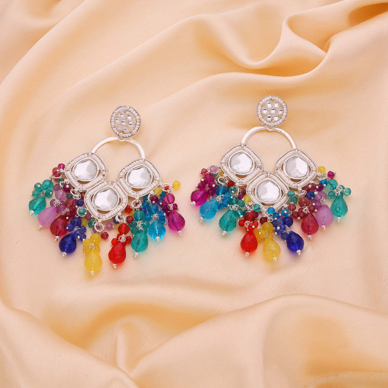 Tehzeeb Creations Gold Polish Multi Colour Earrings - Swadesiicart