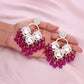 Tehzeeb Creations Gold Polish Pink Colour Earrings | Swadesiicart