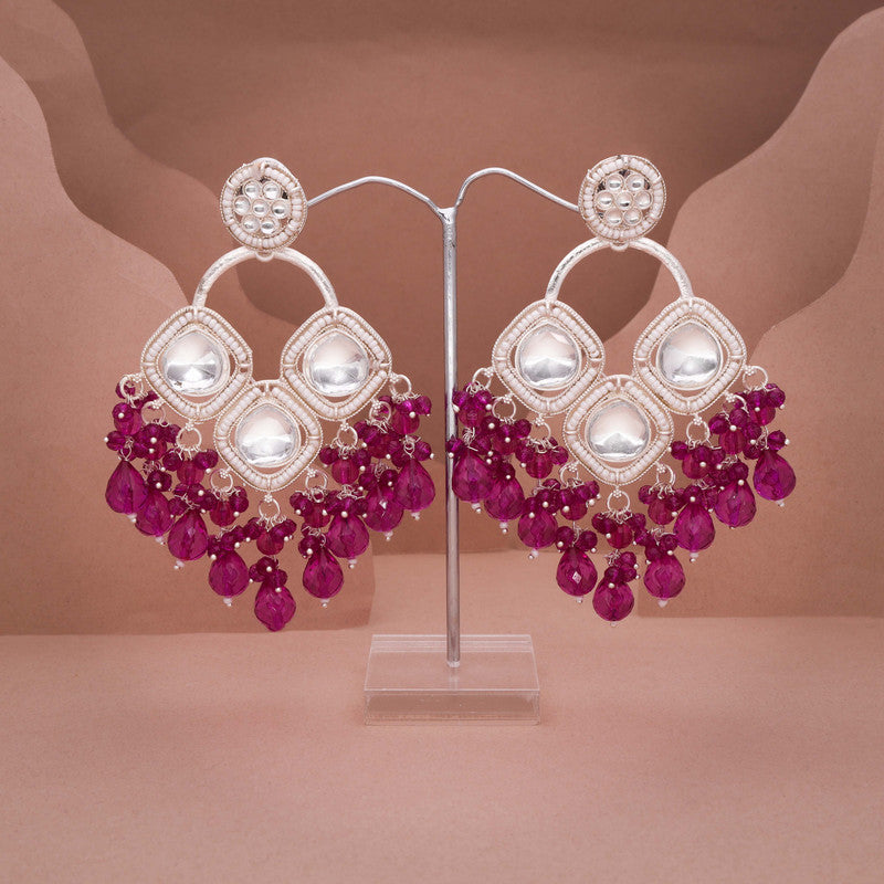 Tehzeeb Creations Gold Polish Pink Colour Earrings | Swadesiicart