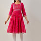 Kalini Ethnic Motifs Printed Mirror Work Kurta - Swadesiicart