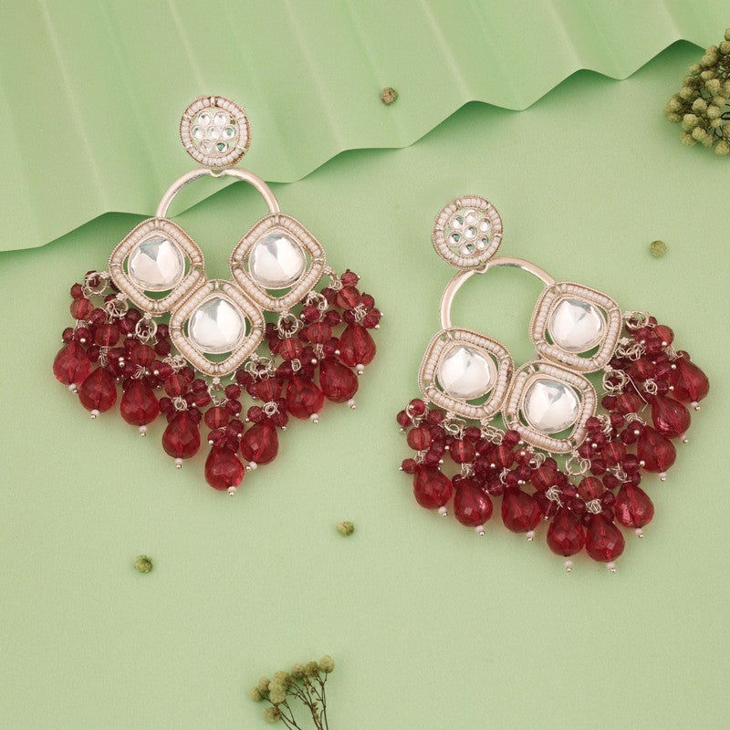Tehzeeb Creations Gold Polish Rani Pink Colour Earrings | Swadesiicart