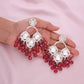 Tehzeeb Creations Gold Polish Rani Pink Colour Earrings | Swadesiicart