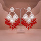 Tehzeeb Creations Gold Polish Red Colour Earrings | Swadesiicart