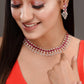 Saraf RS Jewellery Rose Gold-Polished Red AD-Studded Jewellery Set - Swadesiicart