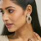 Nuyug 22K Gold-Plated Floral Motif Zircon Stone Studded Teardrop Shaped Elegant Drop Dangler Earrings | Swadesiicart