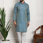 Sojanya Men Blue Ethnic Motifs Kurta with Pyjamas & Nehru Jacket | Swadesiicart