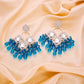 Tehzeeb Creations Gold Polish Sky Blue Colour Earrings | Swadesiicart