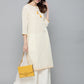 HERE&NOW Women Off-White & Mustard Yellow Geometric Printed Straight Kurta - Swadesiicart