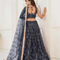 Aastha Fashion Black Butterfly Net Tone To Tone Thread Work, Sequence Work And Original Mirror Work Embroidery Wedding Wear Lehenga Choli