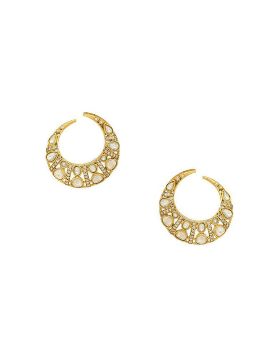 Moissanite Gold plated Round Earrings - Ruby Raang | Swadesiicart
