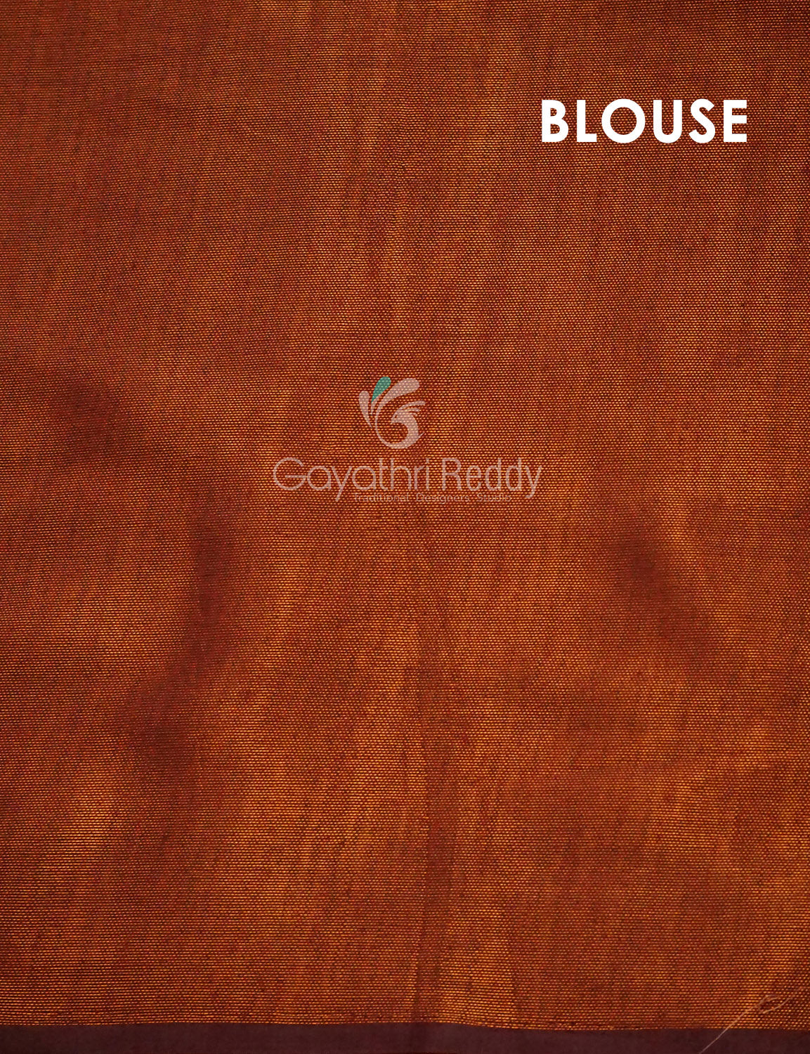 Orange and brown mix geometrical print Semi Chanderi Saree. By Gayathri Reddy Designer Studio | Swadesiicart