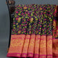 Shades of Navy Blue Colour Kalamkari Design Semi Chanderi Saree By Gayathri Reddy Designer Studio | Swadesiicart