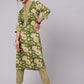 Aks Floral Printed Mandarin Collar Pure Cotton Kurta with Trousers